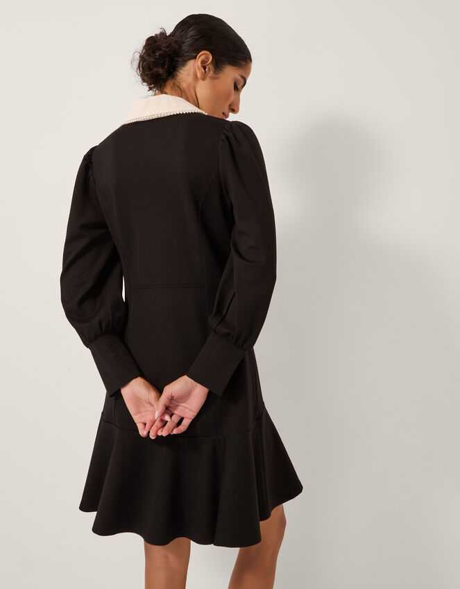 Priya Ponte Jersey Collar Mini Dress, Black (BLACK), large