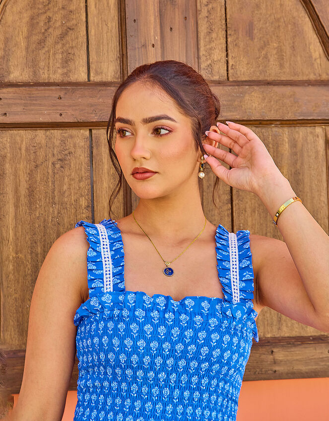 India & Mills Maddie Tiered Midi Dress, Blue (BLUE), large