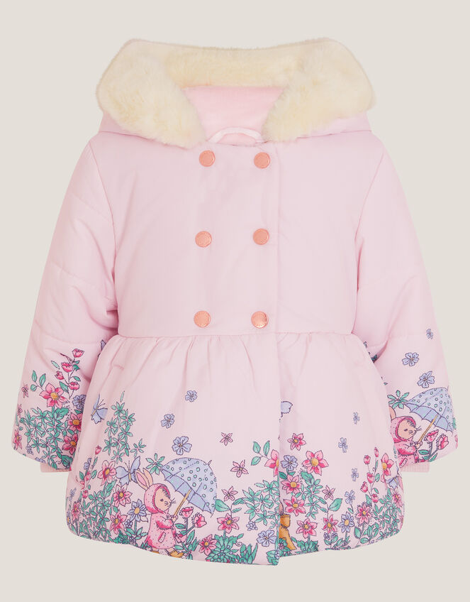 Baby Pippa Bunny Print Padded Coat, Pink (PINK), large