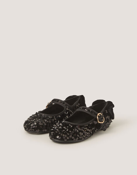 Sequin Mary Jane Ballet Flats, Black (BLACK), large