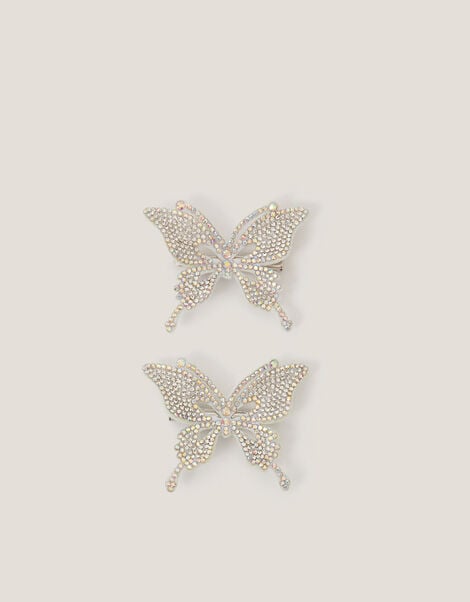 2-Pack Rhinestone Butterfly Hair Clips, , large