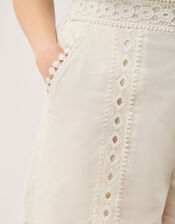 Irina Lace Trim Shorts, White (WHITE), large