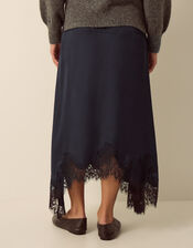 Shelby Satin Lace Maxi Skirt, Blue (NAVY), large