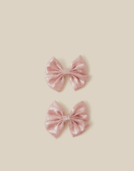 2-Pack Shimmer Bow Hair Clips, , large