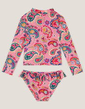 Paisley UPF50+ Rash Vest Swim Set, Pink (PINK), large
