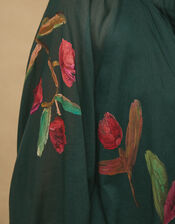 East Freddie Hand-Painted Floral Print Shirt , Green (DARK GREEN), large