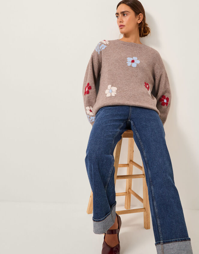 Fenn Floral Jumper, Mink (MINK), large