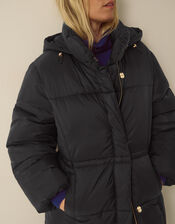 Nuala Padded Mid Length Coat, Black (BLACK), large