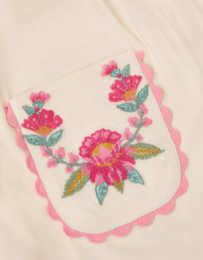 Floral Embroidered Long Sleeve Top , Ivory (IVORY), large