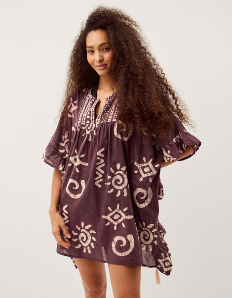 Mafalda Sun Print Ruffle Mini Kaftan, , large