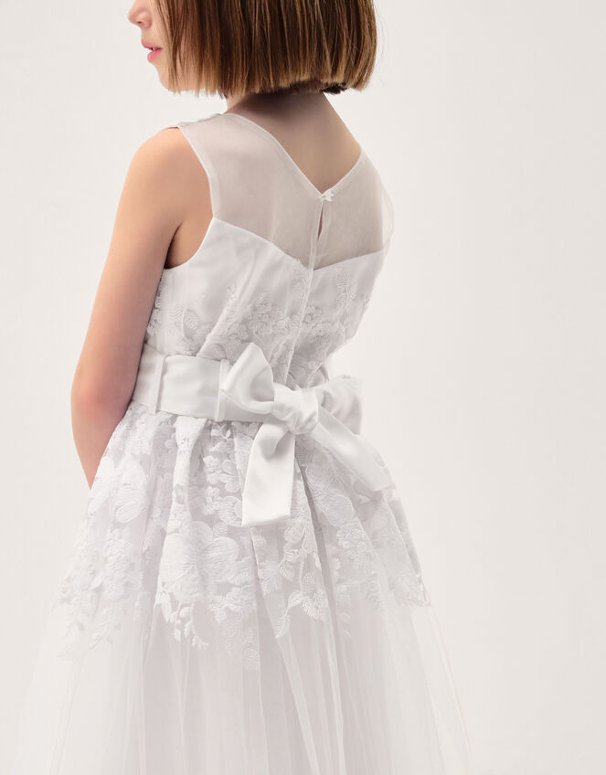 Felicity Floral Embroidered Communion Dress, White (WHITE), large