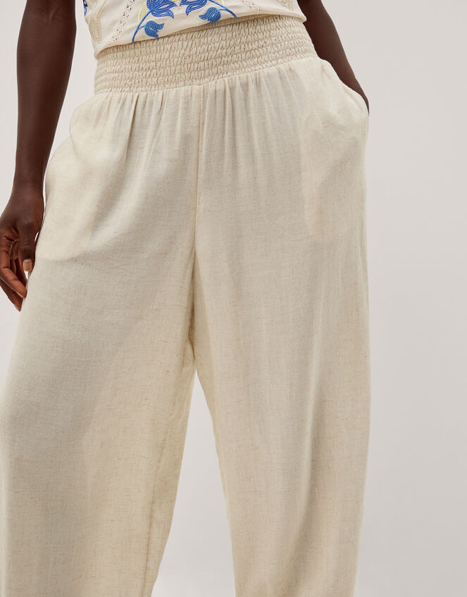 Reese Linen Blend Balloon Trousers, Natural (NATURAL), large