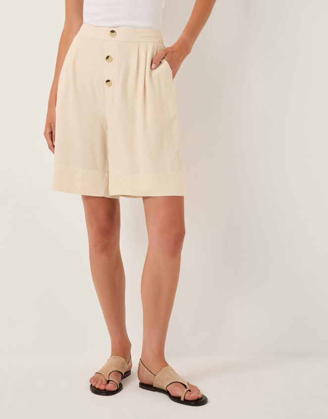 Lucy Linen Blend Longline Shorts, Natural (NATURAL), large