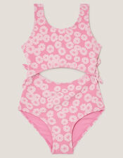 Floral Jacquard Cut-Out Swimsuit, Pink (PINK), large