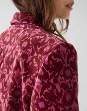 East Jude Print Velvet Blazer, Red (BERRY), large