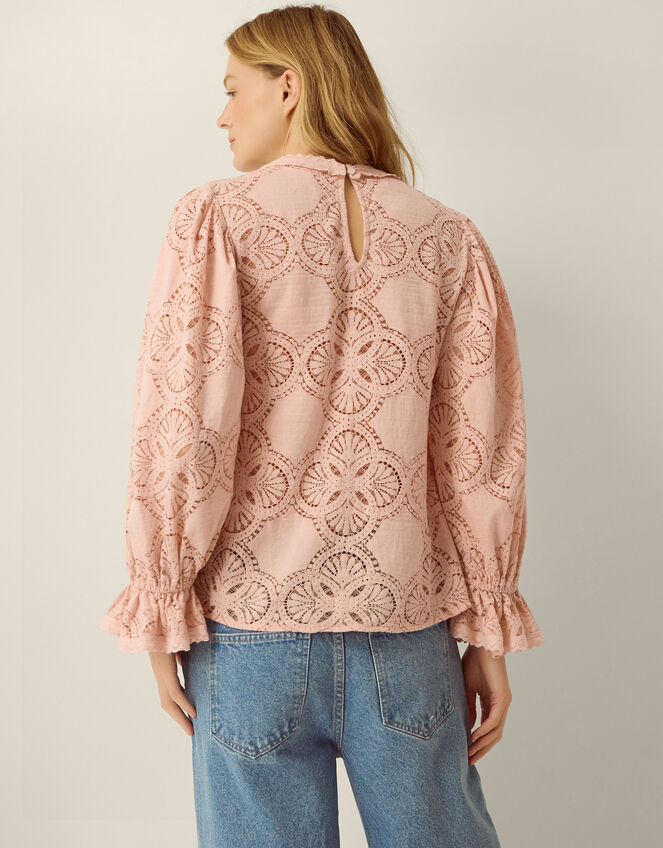 Imogen Lace Blouson Blouse, Pink (BLUSH), large