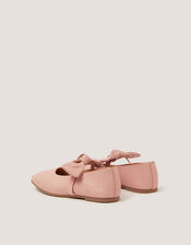 Bow Strap Leather Ballet Flats, Pink (DUSKY PINK), large