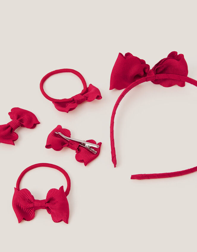 Bow School Hair Set, Red (RED), large