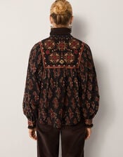 Maison Hotel Scarlet Mix Print Blouse, Black (BLACK), large