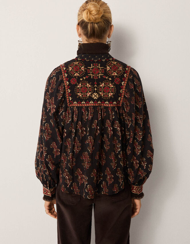 Maison Hotel Scarlet Mix Print Blouse, Black (BLACK), large