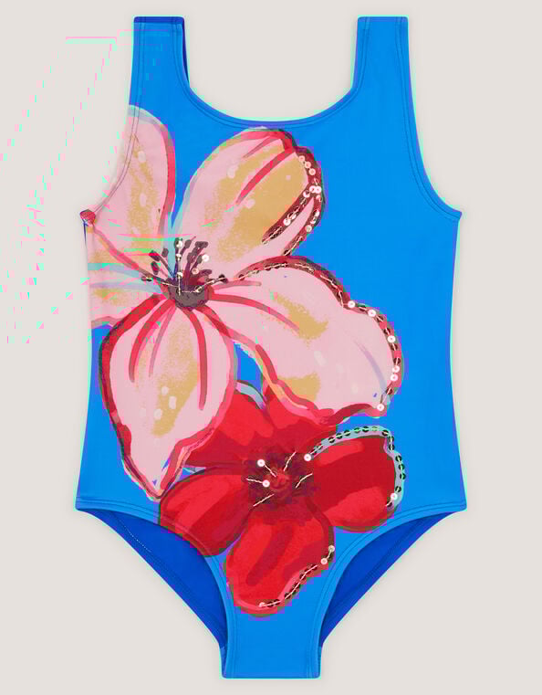 Sequin Flower Swimsuit , Blue (BLUE), large