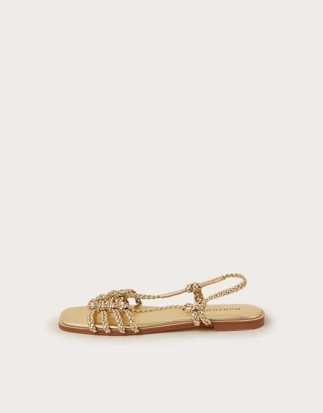 Haf Metallic Braided Sandals, Gold (GOLD), large