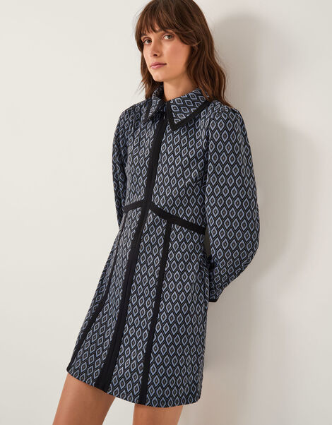 Jen Jacquard Jersey Mini Shirt Dress, Grey (GREY), large