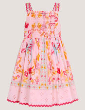 Baby Unicorn Print Broderie Dress, Pink (PINK), large