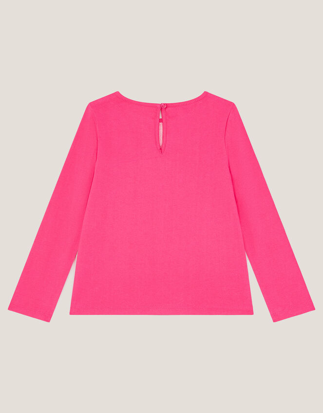 Bow Appliqu&eacute; Long Sleeve Top, Purple (PURPLE), large