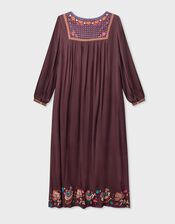 East Eliana Embroidered Midi Dress, Brown (BROWN), large