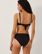 Sabrina Two Tone High Waist Bikini Bottoms, Black (BLACK), large