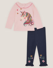 Baby Unicorn Top & Floral Leggings Set, Pink (PINK), large