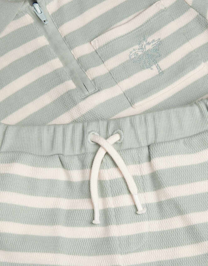 Stripe Jersey Shirt & Shorts Set, Green (SAGE), large