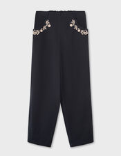 East Esme Embroidered Straight Leg Trousers, Grey (CHARCOAL), large