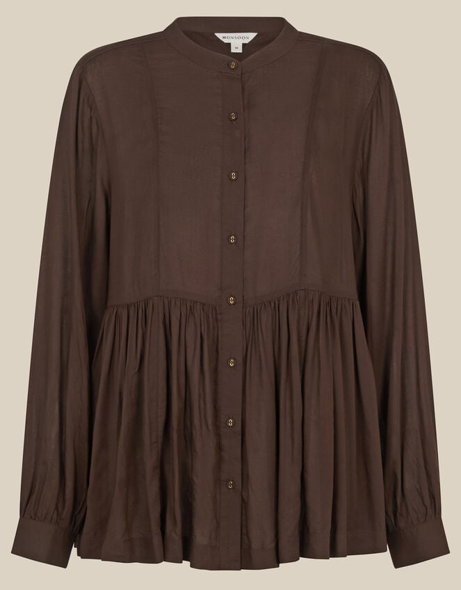 Sandy Relaxed Blouse, Brown (CHOCOLATE), large