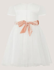 Baby Velvet Bow Party Dress, Ivory (IVORY), large