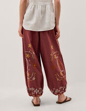 Greta Embroidered Balloon Pants, Brown (CHOCOLATE), large