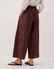 Eden Palm Cutwork Wide Leg Pants , Brown (BROWN), large