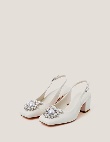 Wynn Pearl Slingback Heels, Ivory (IVORY), large