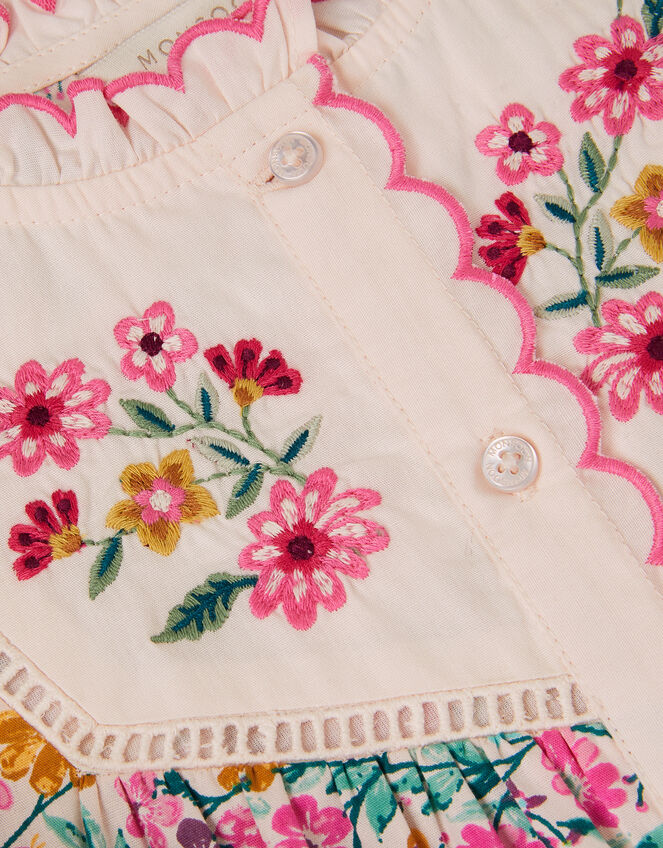 Floral Print Scallop Collar Blouse, Ivory (IVORY), large