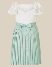 Evelyn Lace Pleated Party Dress, Green (SAGE), large