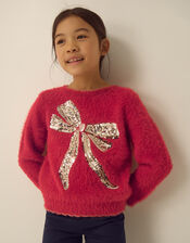 Sequin Bow Jumper, Red (RED), large