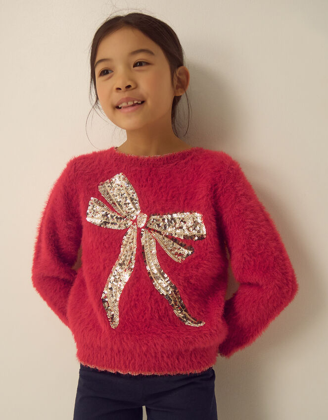 Sequin Bow Jumper, Red (RED), large