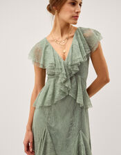 Alda Ruffle Lace Midi Dress, Green (SAGE), large