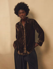 East Nyla Velvet Shirt, Green (OLIVE), large