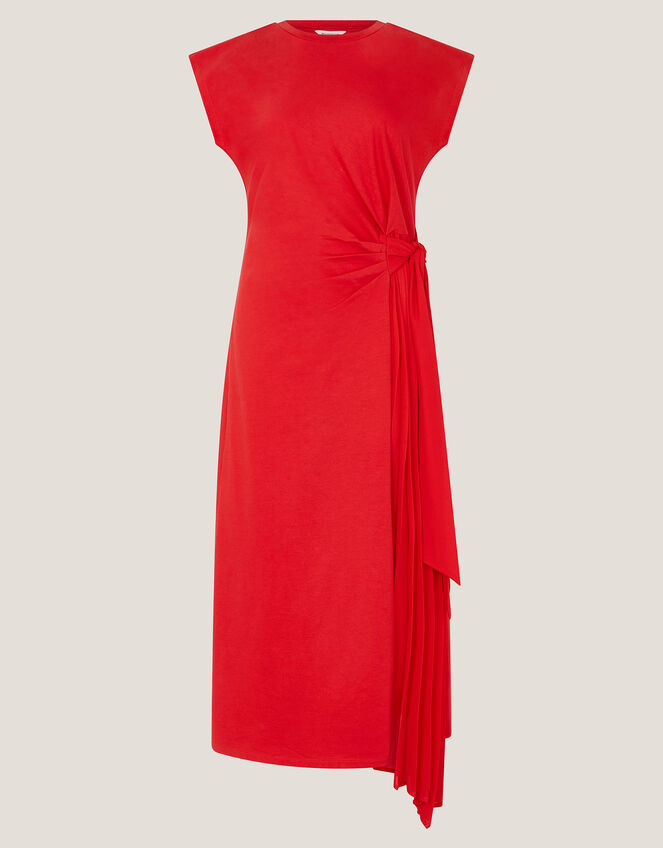 Tilly Tie-Side Jersey Midi Dress, Red (RED), large