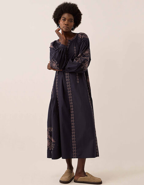 East Reni Broderie Dress, Blue (NAVY), large