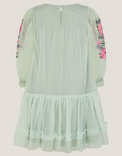 Peony Embroidered Tulle Party Dress, Green (SAGE), large