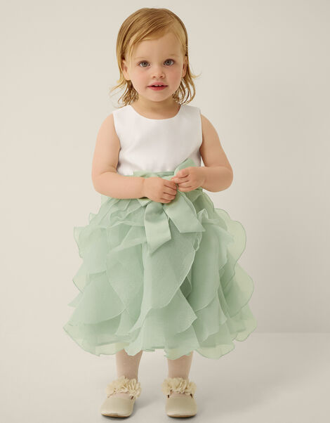 Baby Cancan Ruffle Party Dress, Green (SAGE), large