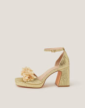 Mindy Floral Platform Sandals, Gold (GOLD), large